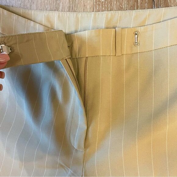 Jones New York Signature Tan and White Pinstripe Wool Pants, Size 8 - Picture 3 of 11